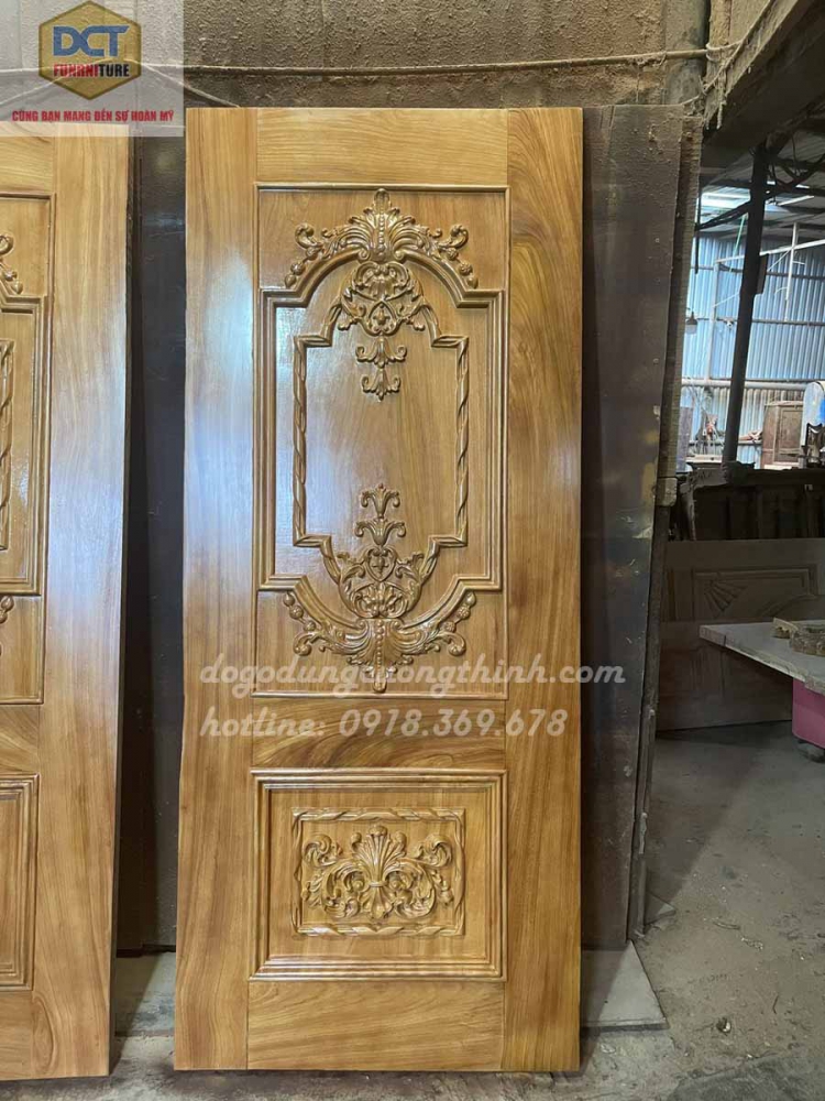 Bộ cửa phòng tân cổ điển gỗ gõ đỏ cao cấp cp47gd